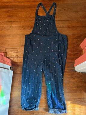Aerie Women's Navy Blue Denim Overalls Jumpsuit